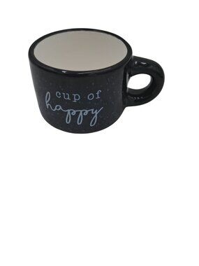 Cup Of Happy Ceramic Mug Black & White Dishwasher & Microwave Safe 3.5" Long